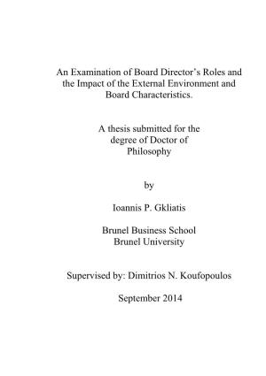 An Examination of Board Director's Roles and the Impact of The