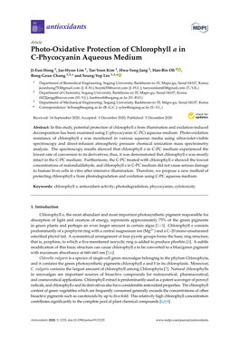 Photo-Oxidative Protection of Chlorophyll a in C-Phycocyanin Aqueous Medium