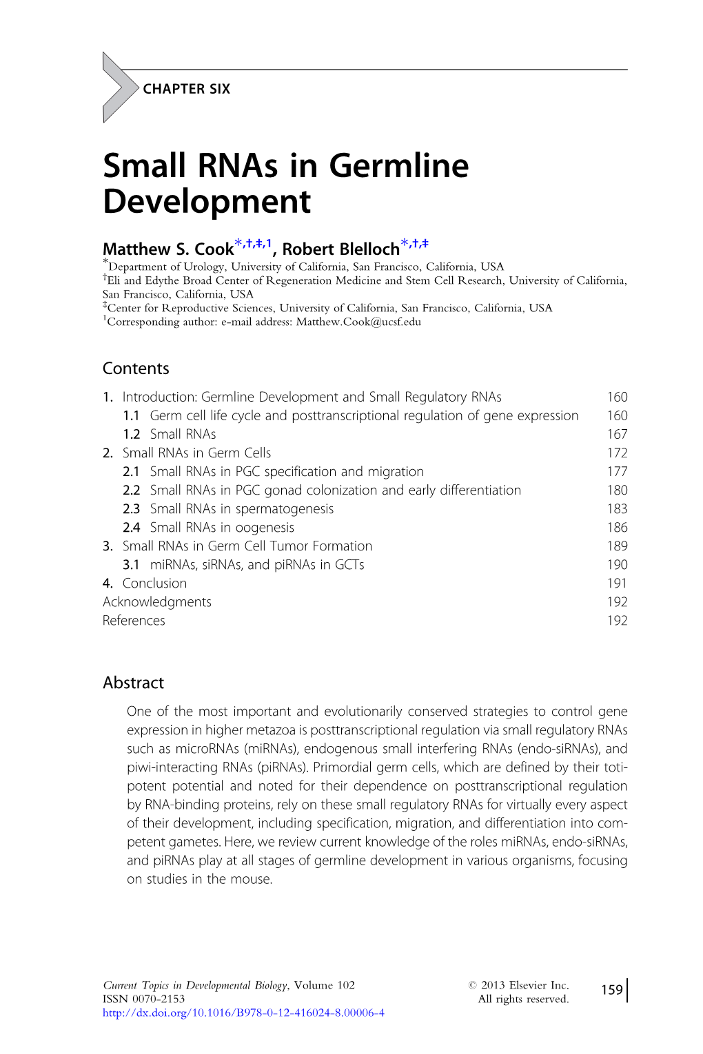 Small Rnas in Germline Development