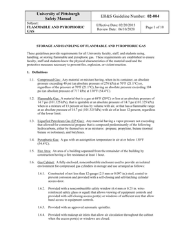 FLAMMABLE and PYROPHORIC Page 1 of 10 Review Date: 06/10/2020 GAS