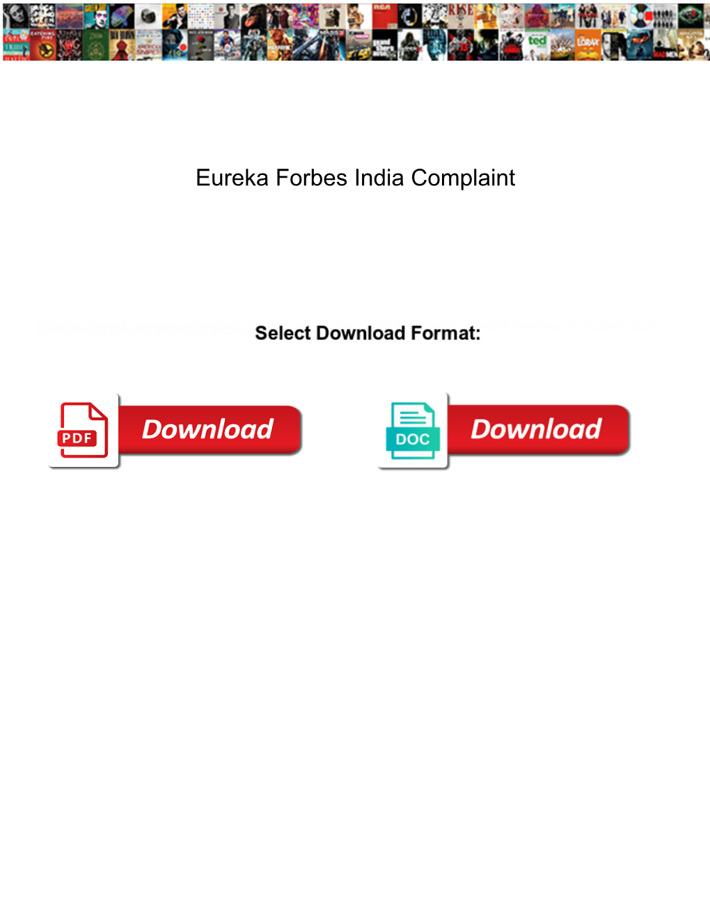 Eureka Forbes India Complaint