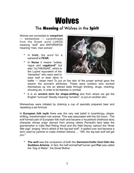 Wolves the Meaning of Wolves in the Spirit