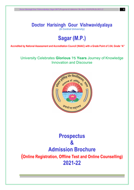 Sagar (M.P.) Prospectus & Admission Brochure 2021-22
