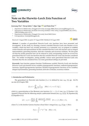 Note on the Hurwitz–Lerch Zeta Function of Two Variables