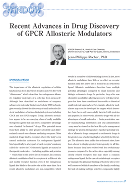 Recent Advances in Drug Discovery of GPCR Allosteric Modulators