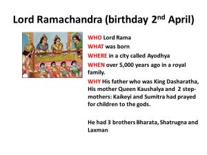 Ayushi's Lord Ramachandra (Birthday 2Nd April)