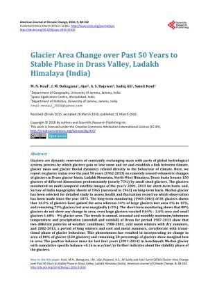 Glacier Area Change Over Past 50 Years to Stable Phase in Drass Valley, Ladakh Himalaya (India)