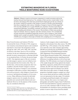 Estimating Mangrove in Florida: Trials Monitoring Rare Ecosystems