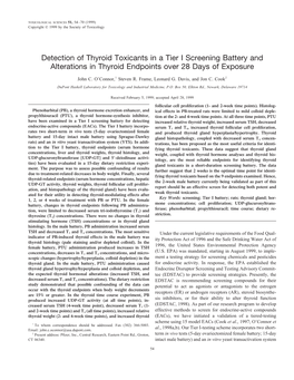 Detection of Thyroid Toxicants in a Tier I Screening Battery and Alterations in Thyroid Endpoints Over 28 Days of Exposure