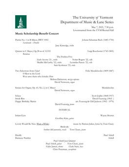 The University of Vermont Department of Music & Lane Series