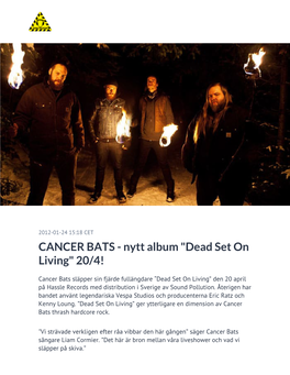 CANCER BATS - Nytt Album "Dead Set on Living" 20/4!