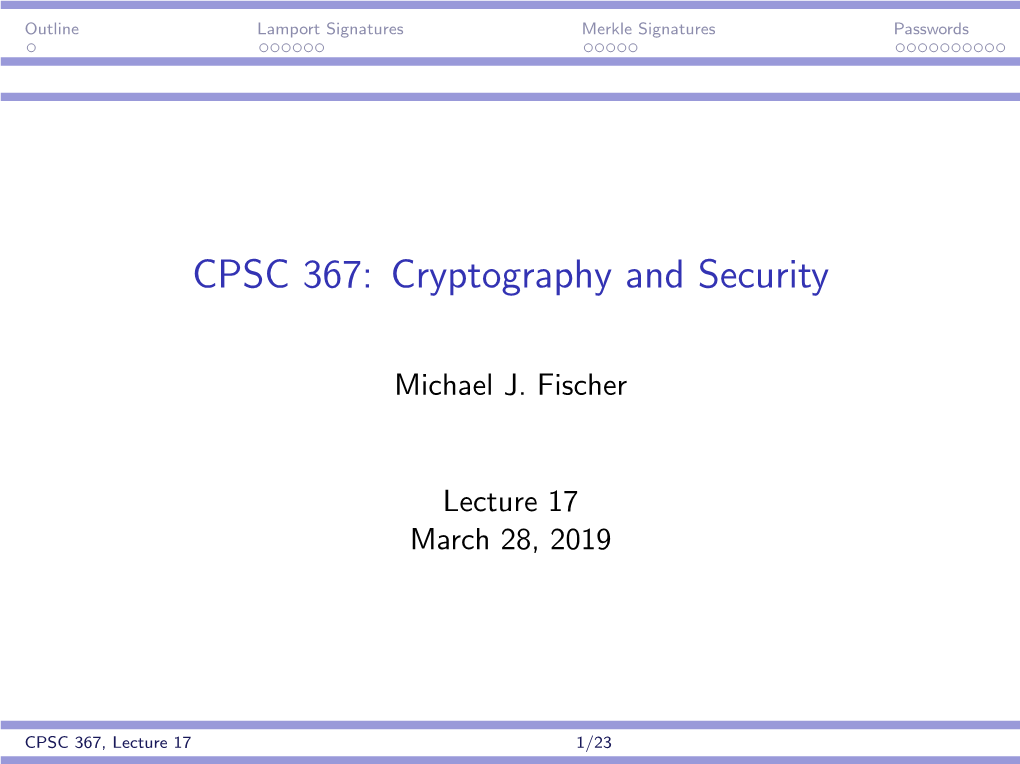 Lecture 17 March 28, 2019