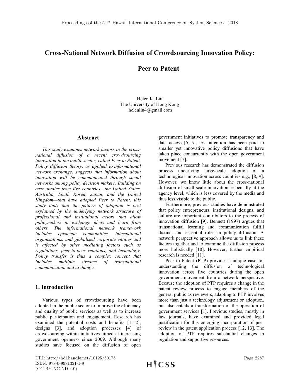 Cross-National Network Diffusion of Crowdsourcing Innovation Policy