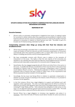 Response to Ofcom's Consultation on Automatic Compensation