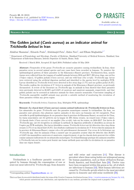 (Canis Aureus) As an Indicator Animal for Trichinella Britovi in Iran