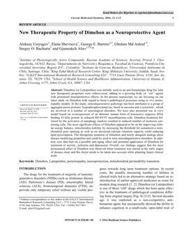 New Therapeutic Property of Dimebon As a Neuroprotective Agent