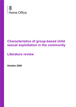 Characteristics of Group-Based Child Sexual Exploitation in the Community