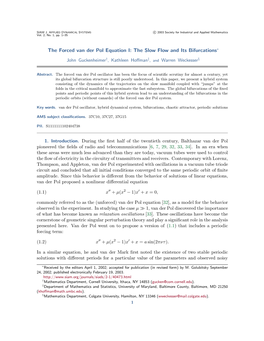 The Forced Van Der Pol Equation I: the Slow Flow and Its Bifurcations∗