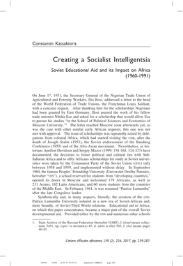 Creating a Socialist Intelligentsia Soviet Educational Aid and Its Impact on Africa (1960-1991)