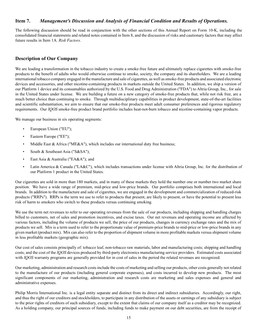 Management's Discussion and Analysis of Financial Condition and Results of Operations