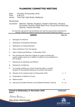 Agenda Document for Planning Committee, 29/11/2018 18:00