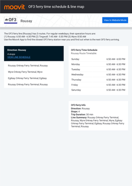 OF3 Ferry Time Schedule & Line Route