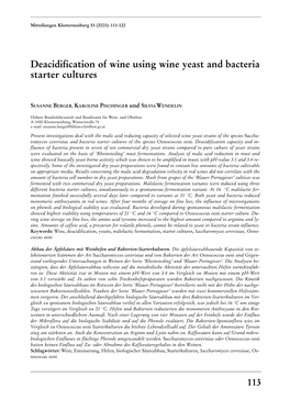 Deacidification of Wine Using Wine Yeast and Bacteria Starter Cultures