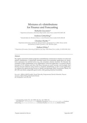 Mixtures of T-Distributions for Finance and Forecasting