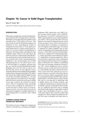 Chapter 16: Cancer in Solid Organ Transplantation