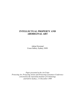 Intellectual Property and Aboriginal Art