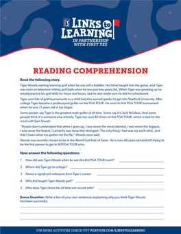 READING COMPREHENSION Read the Following Story