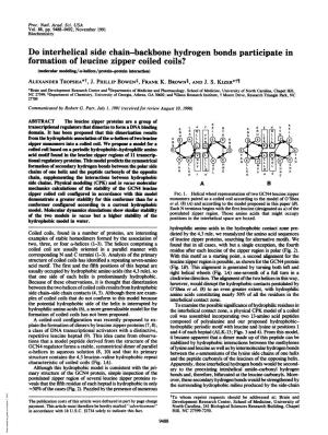 Formation of Leucine Zipper Coiled Coils? (Molecular Modeling/A-Helices/Protein-Protein Interaction) ALEXANDER TROPSHA*T, J