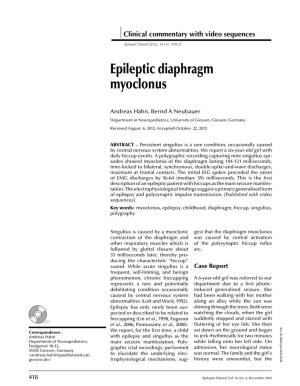 Epileptic Diaphragm Myoclonus
