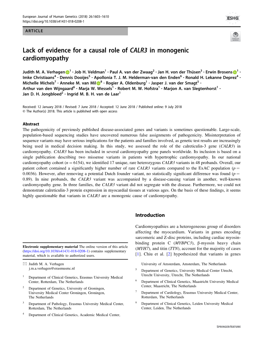Lack of Evidence for a Causal Role of CALR3 in Monogenic Cardiomyopathy