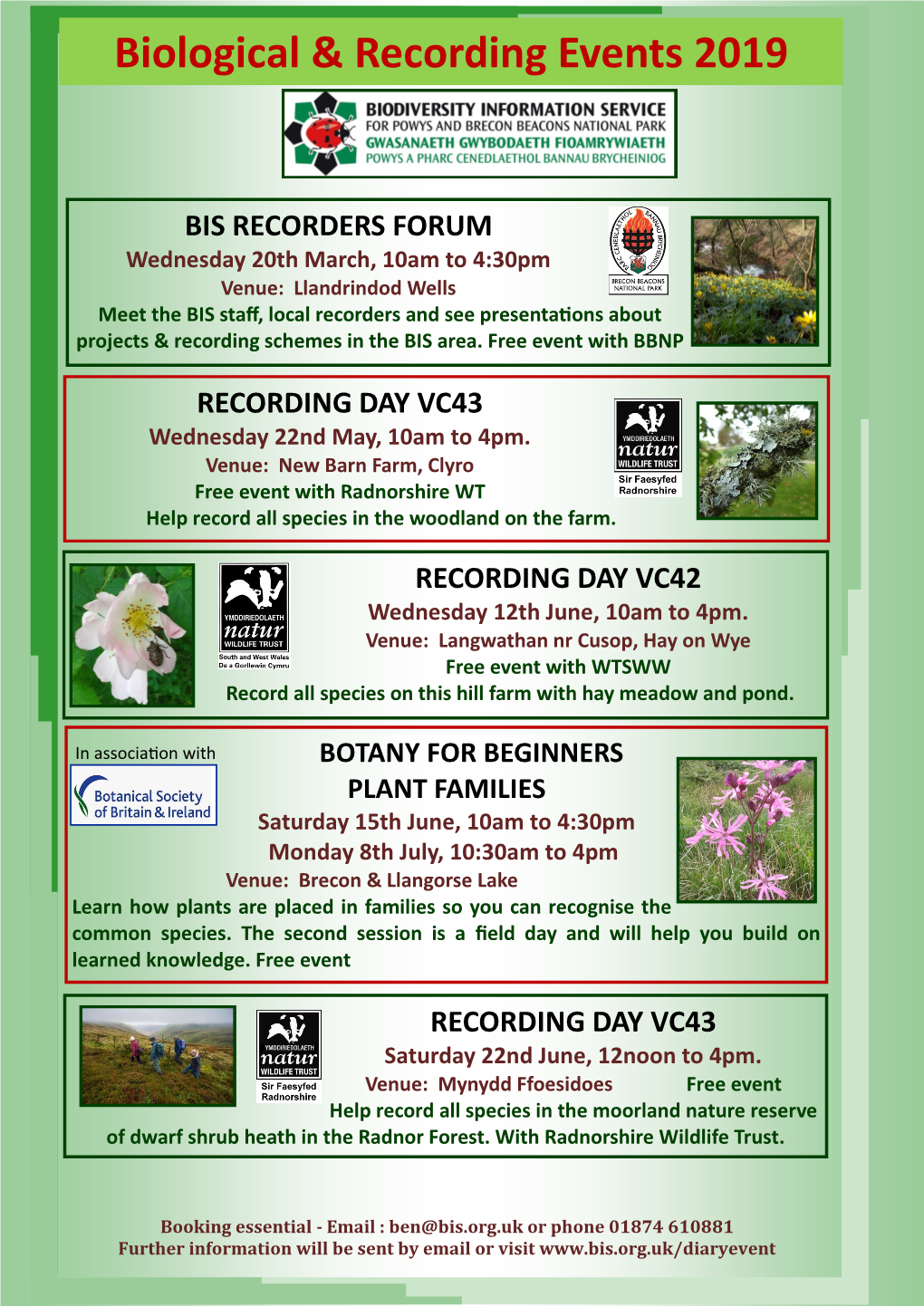 Biological & Recording Events 2019