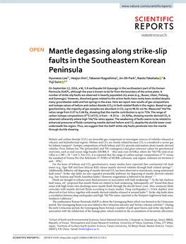Mantle Degassing Along Strike-Slip Faults in the Southeastern Korean Peninsula