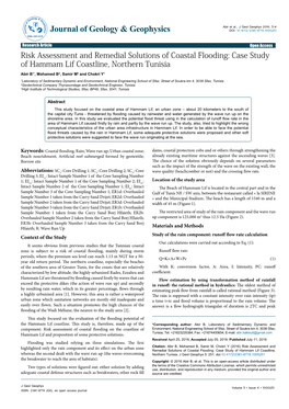 Risk Assessment and Remedial Solutions of Coastal Flooding: Case Study of Hammam Lif Coastline, Northern Tunisia