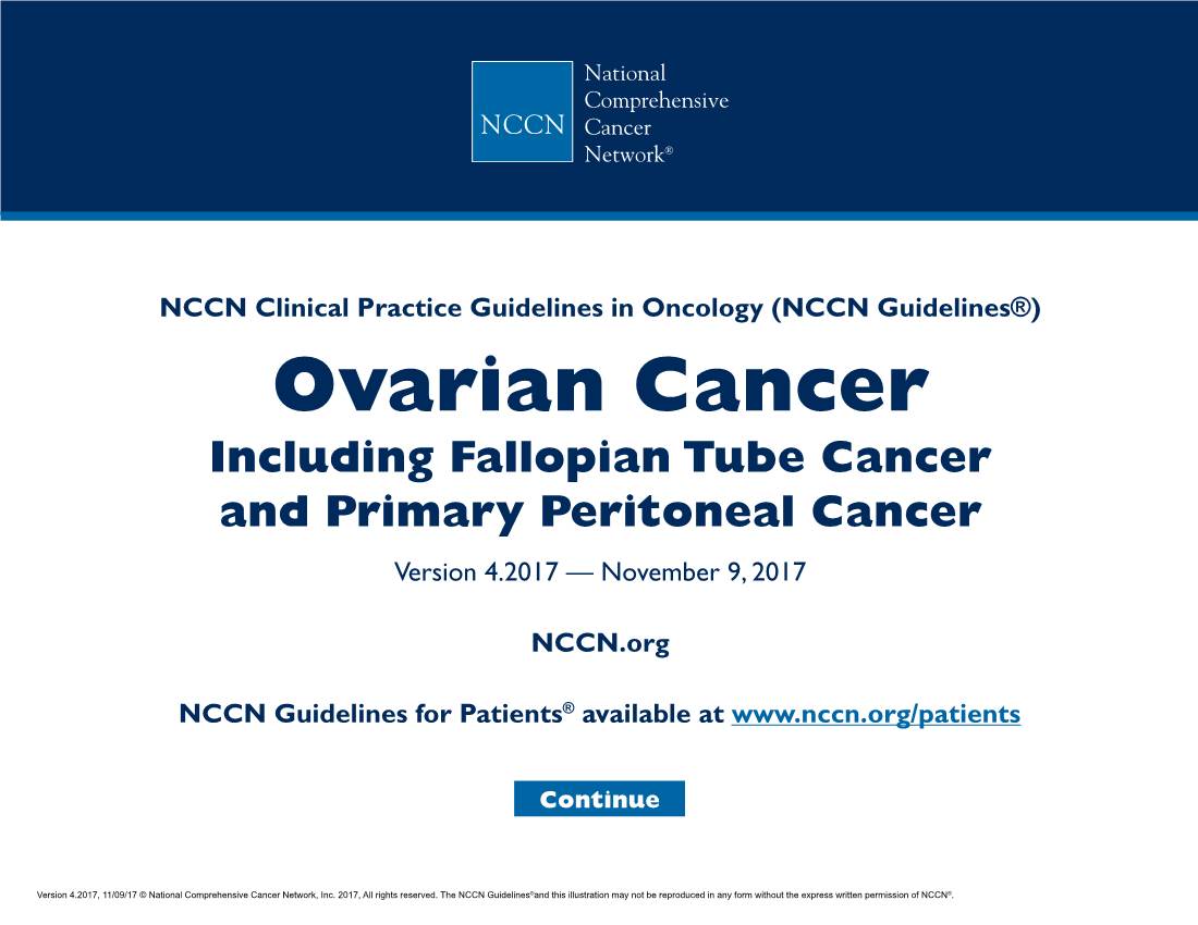 Ovarian Cancer Including Fallopian Tube Cancer and Primary Peritoneal Cancer Version 4.2017 — November 9, 2017
