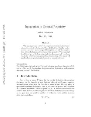 Integration in General Relativity