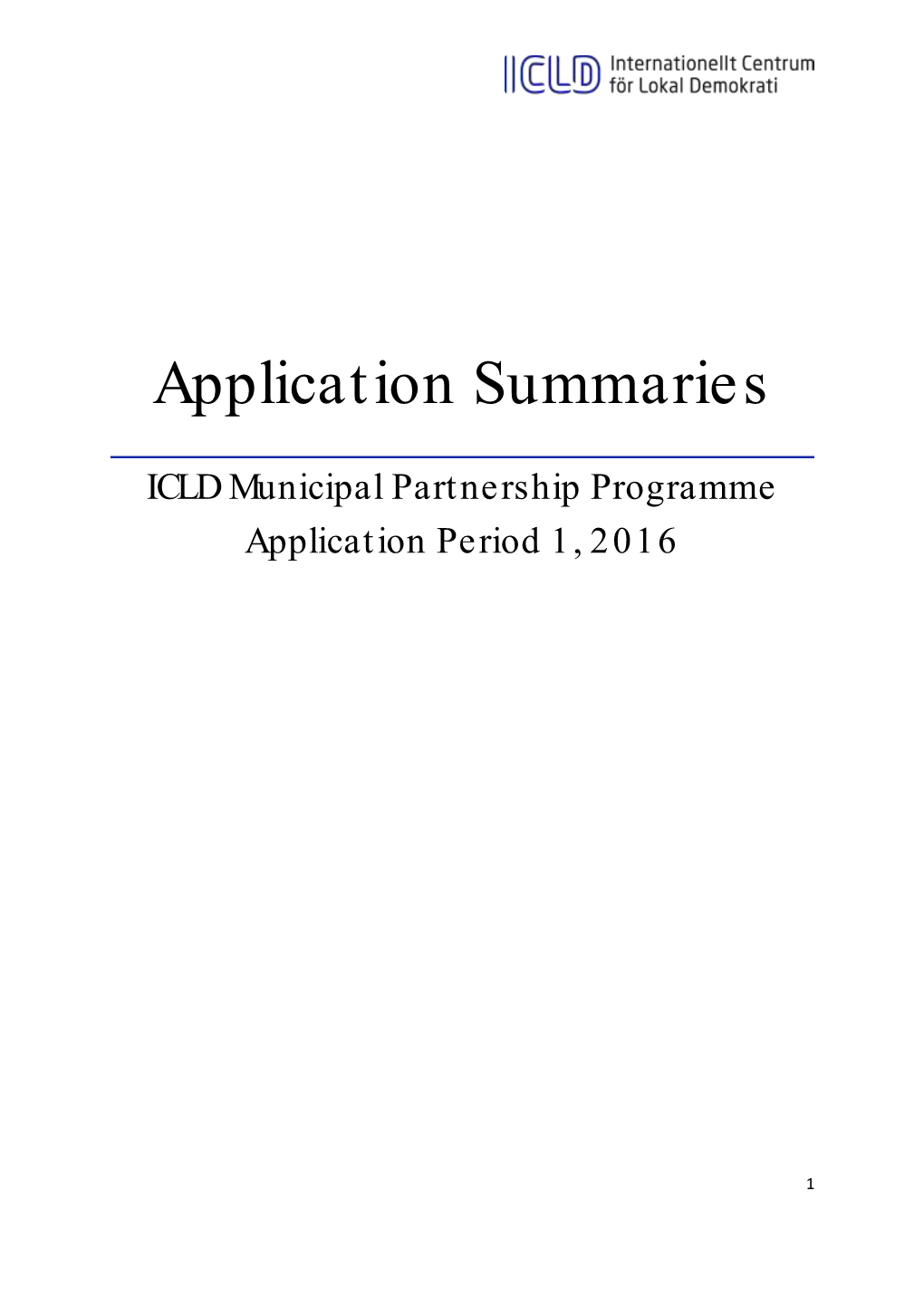 Application Summaries