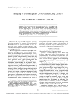 Imaging of Nonmalignant Occupational Lung Disease