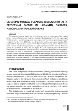 Chapter IX: Ukrainian Musical Folklore Discography As a Preserving Factor