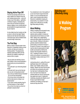 Selecting and Effectively Using a Walking Program