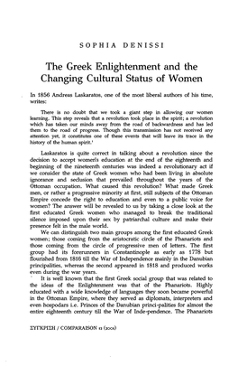 The Greek Enlightenment and the Changing Cultural Status of Women