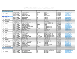 Branch Customer Service and Complaint Management Cell