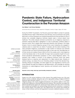 Pandemic State Failure, Hydrocarbon Control, and Indigenous Territorial Counteraction in the Peruvian Amazon