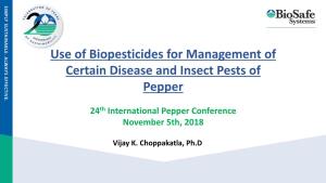 Use of Biopesticides for Management of Certain Disease and Insect Pests of Pepper