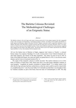 The Barletta Colossus Revisited: the Methodological Challenges of an Enigmatic Statue