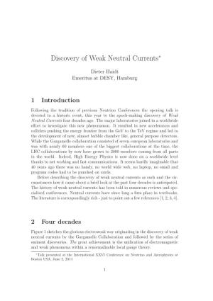 Discovery of Weak Neutral Currents∗