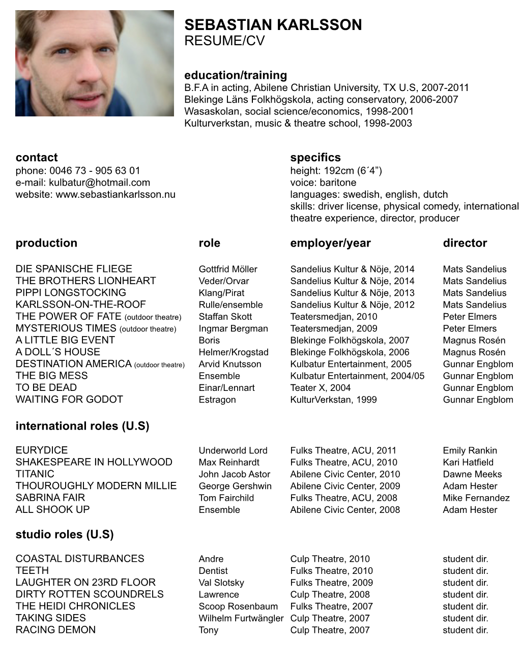 CV. Sebastian Karlsson. English